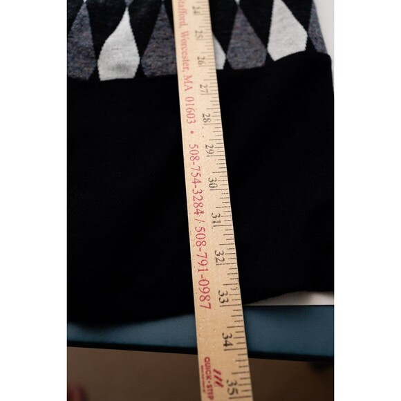 Vintage Around Town Diamond Argyle black and white open cardigan sweater long 10 - Picture 5 of 5